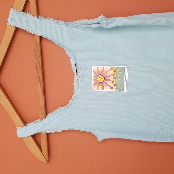 Tarot Sun Light Baby Blue Cropped Ribbed Tank - Picture 4 of 5